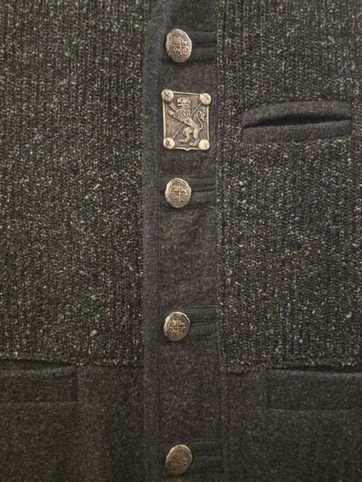 Elegancka niemiecka bavarska wełniana kamizelka myśliwska M.