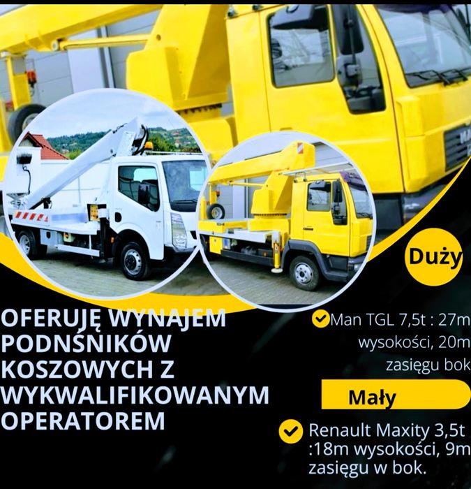 Podnośnik koszowy zwyżka - Wycinanie Drzew