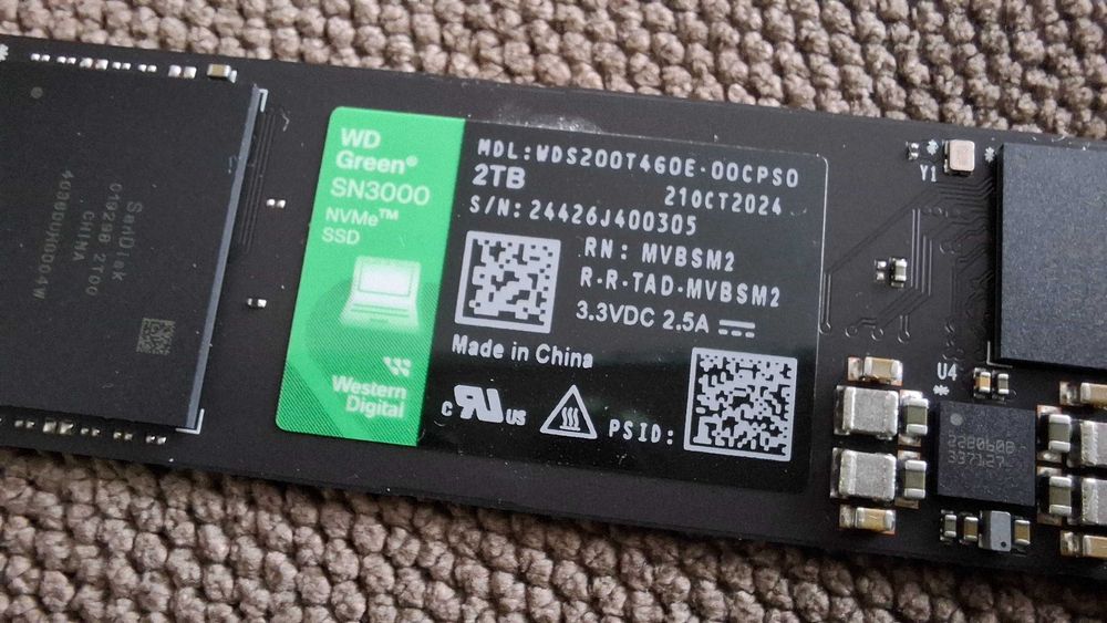 Pamieć SSD WD Green SN3000, 5000/4300 MHz M2 PCIe Nvme NOWY