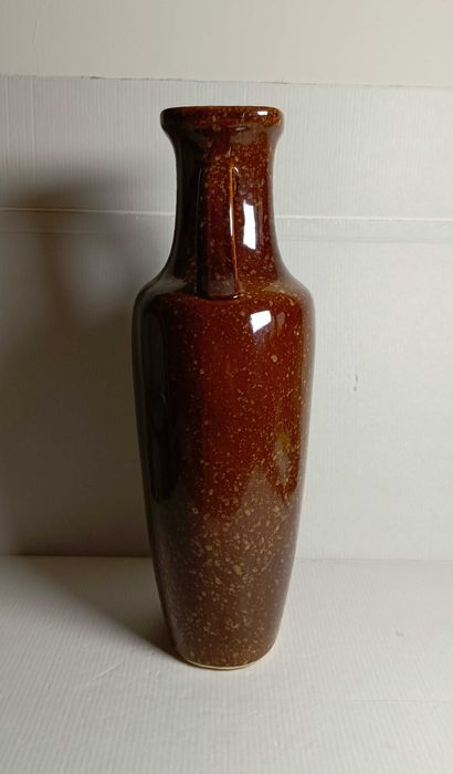 Wazon ceramiczny, brązowy, Bolesławiec