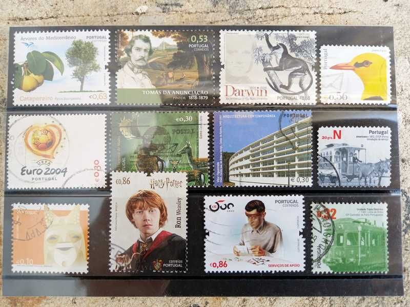 12 Selos usados de Portugal Continental