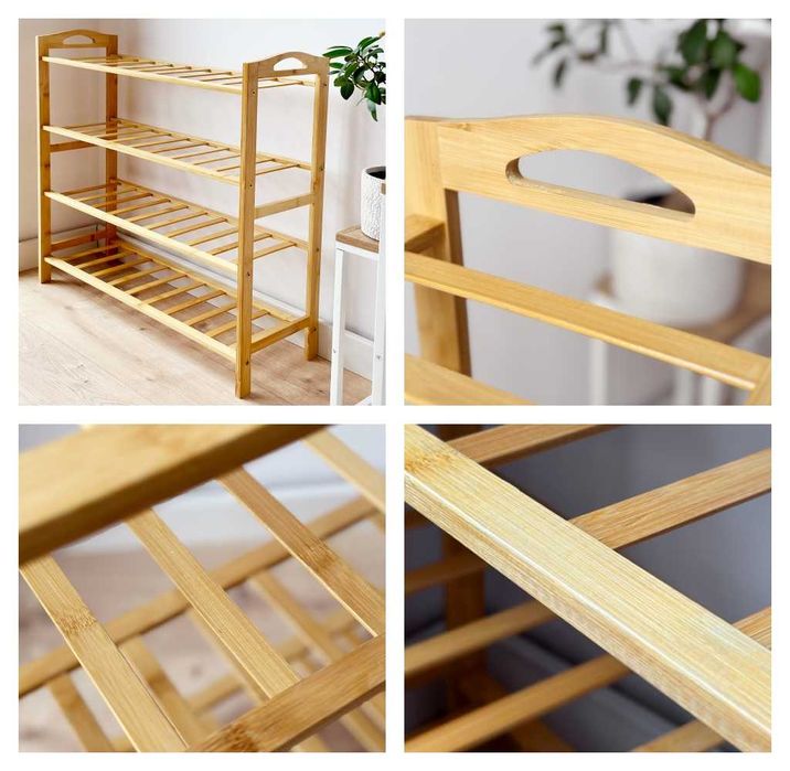 Bambusowy regał na buty 4 poziomy NERIA