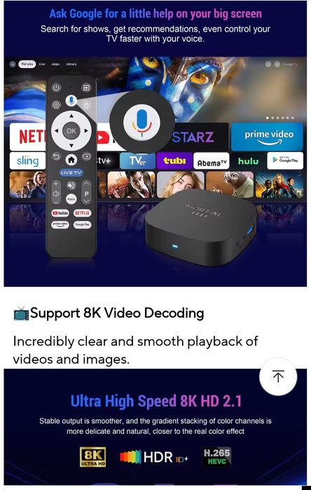 Box TV Android 8gb RAM 128gb Rom, Android 16, bluetooth NOVO