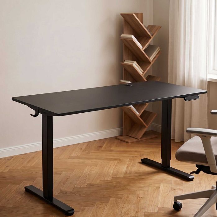 NOWE Biurko Komputerowe Gamingowe Elektryczne 120x60 Cm Regulowane Wysokość 72-118 Cm Czarne