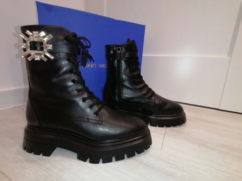 Botki skórzane na obcasie STUART WEITZMAN R.38,5 Orginał Hiszpania