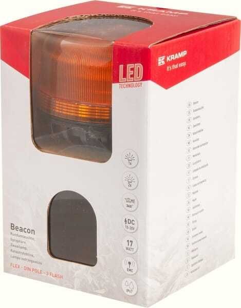 Lampa błyskowa LED ostrzegawcza, 17W 12/24V na uchwyt, elastyczna,