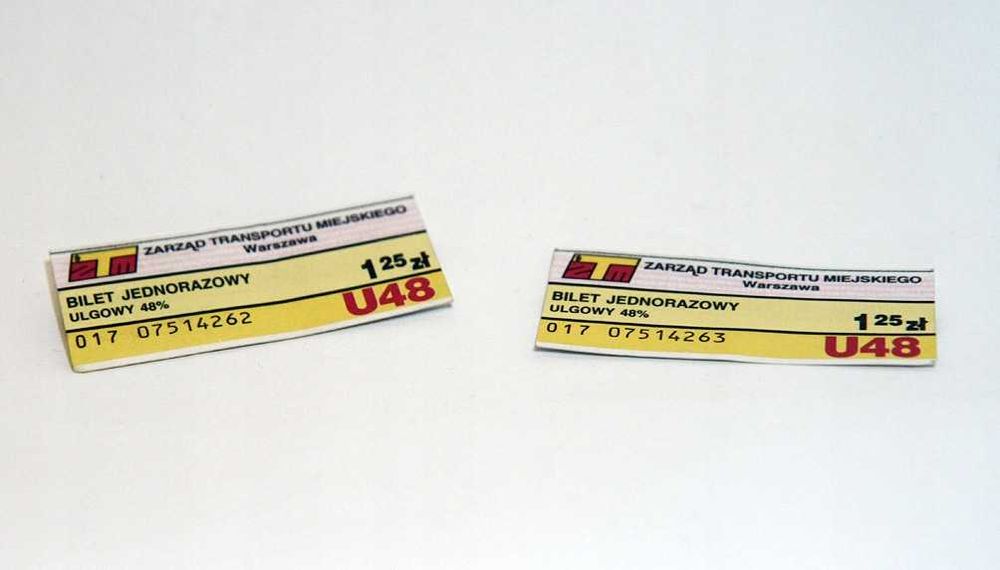 Bilet jednorazowy ulgowy 48% ZTM Warszawa