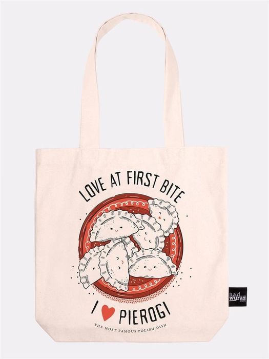 Torba bawełniania ecru I love pierogi