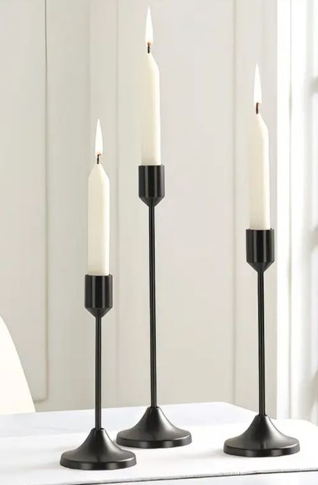 Czarny komplet świeczników, 3 sztuki, nieużywane