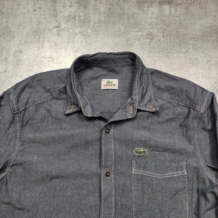 MĘSKA Koszula Elegancka Casual Bawełna PREMIUM Kieszonka Lacoste Haft