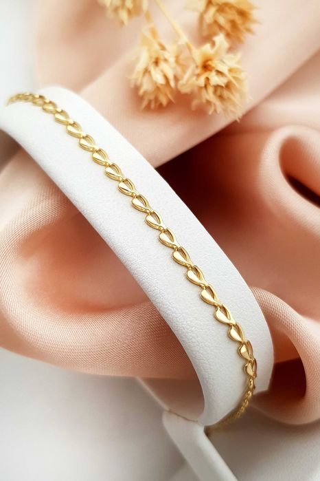Złota bransoletka z subtelnymi gładkimi ogniwami 17,5 cm pr.585