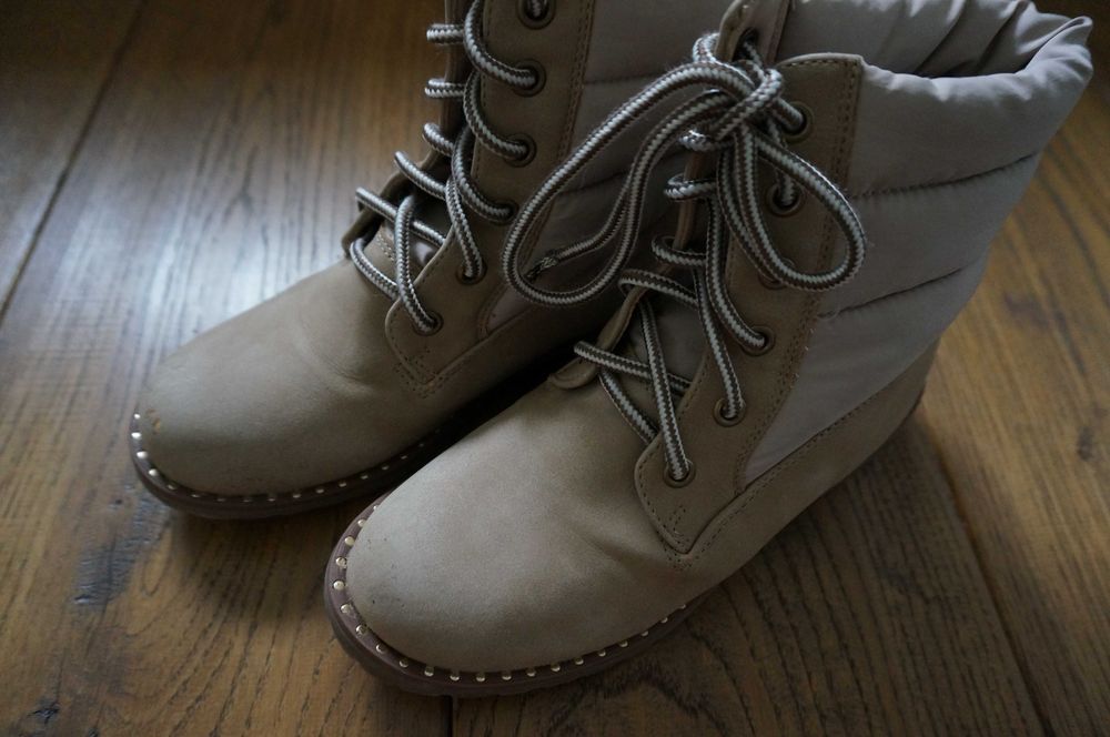 Botki / trapery dziewczęce beżowe rozm. 34 nelli blu