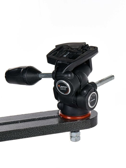 Statyw kolumnowy studyjny na kółkach + głowica Manfrotto MHXPRO-3W + półka
