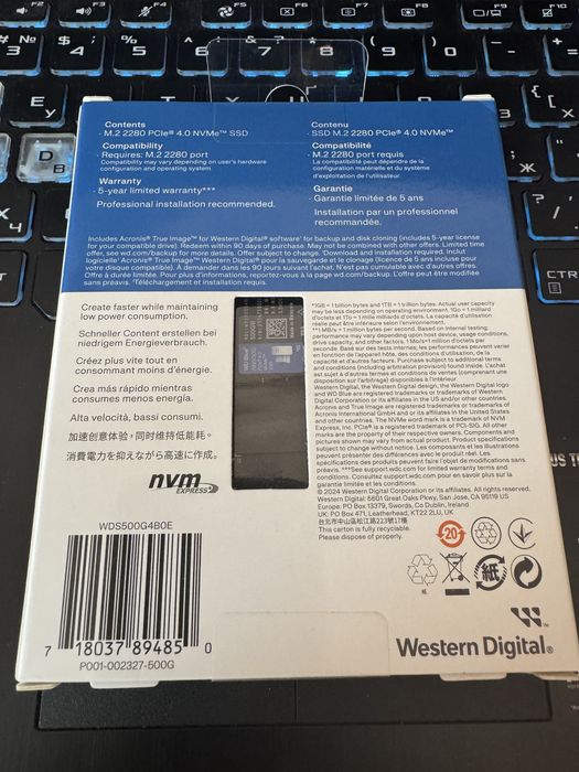 SSD M2 NvMe PciE WD Blue 500gb 2280 SN5000 Оригинал Новий