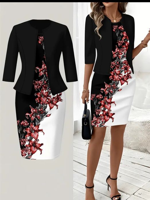 Sukienka elegancka z narzutką