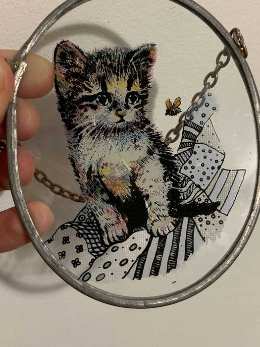 Стеклянный подвесной декор с росписью и рисунками витраж