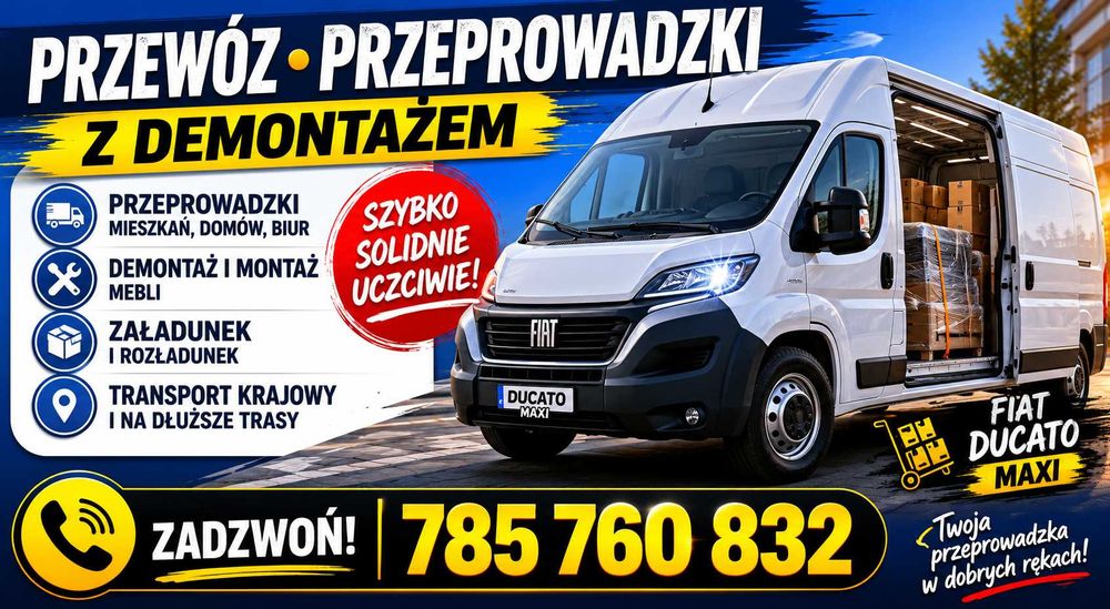 Przeprowadzki Dostawa Transport Fiat Ducato Usługi Transport i Demontaż