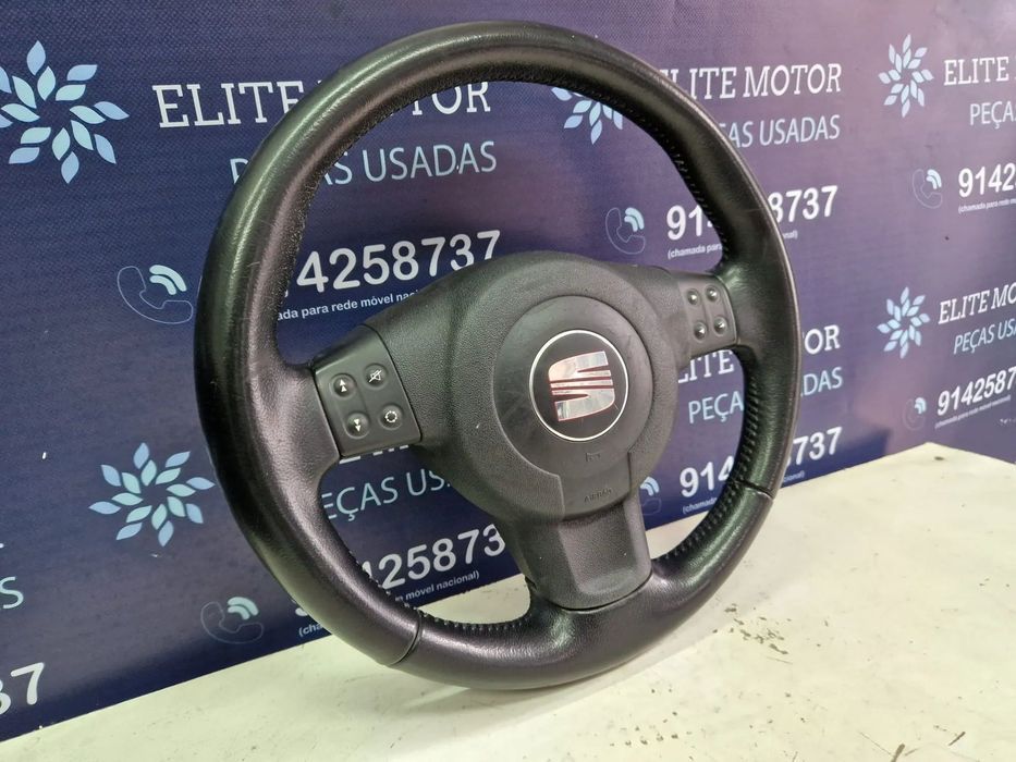 Volante usado pele com airbag SEAT LEON 1P multifunções ALTEA
