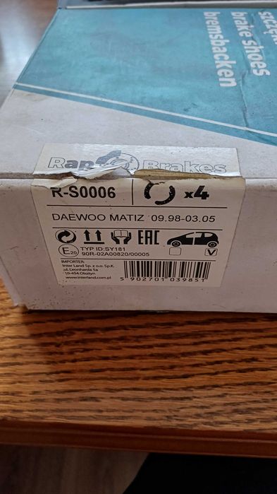 Szczeki hamulcowe Daewoo Matiz