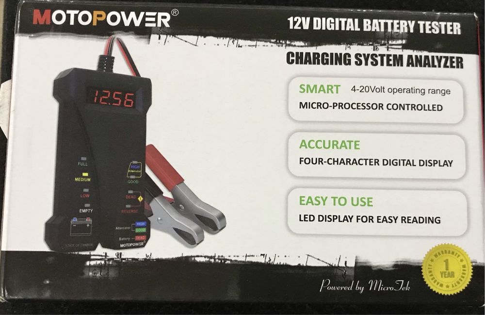 MOTOPOWER Verificador digital de bateria de 12 V