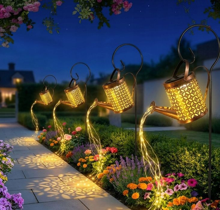 LAMPA SOLARNA konewka efekt wody wbijana czujnik zmierzchu IP44