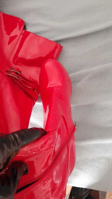 Botas vermelhas couro envernizado salto Nº39 Aliexpress