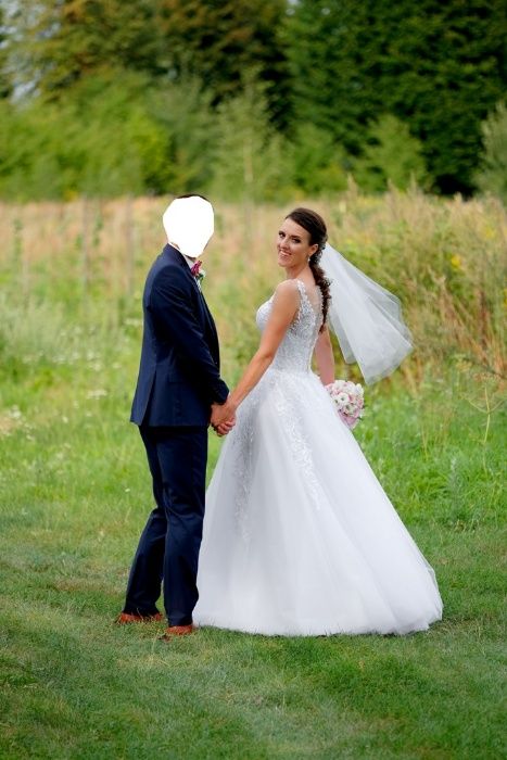 Biała suknia ślubna Anna, rozmiar 38/40, wiązanie gorsetowe