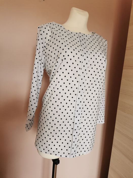 Bluzka koszula w print serca serduszka elegancka biała 46 48 3XL 4XL
