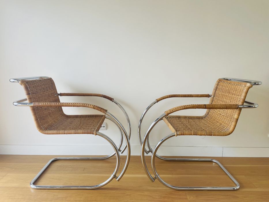 Cadeira original Mies van der rohe MR20 palhinha rattan