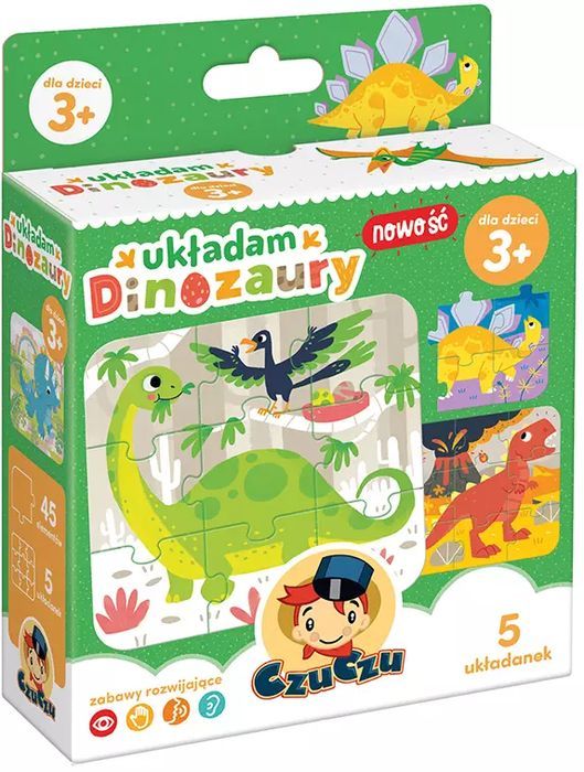 Puzzle 45 elementów. CzuCzu. Układam. Dinozaury. Bright Junior Media