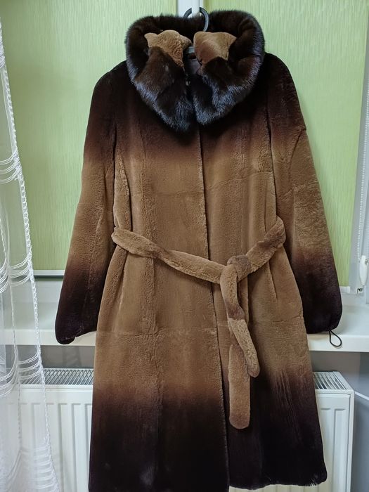 Норкова шуба,стрижена норка ,пальто