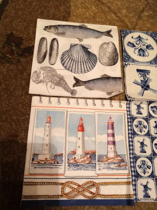 6 szt serwetek do decoupage motywy marynistyczne i niebieskie