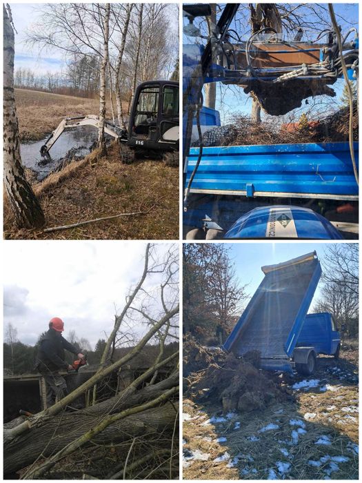 Mini koparka karczowanie wycinka równanie terenu wykopy rębak