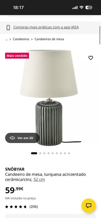 Candeeiro Ikea de mesa