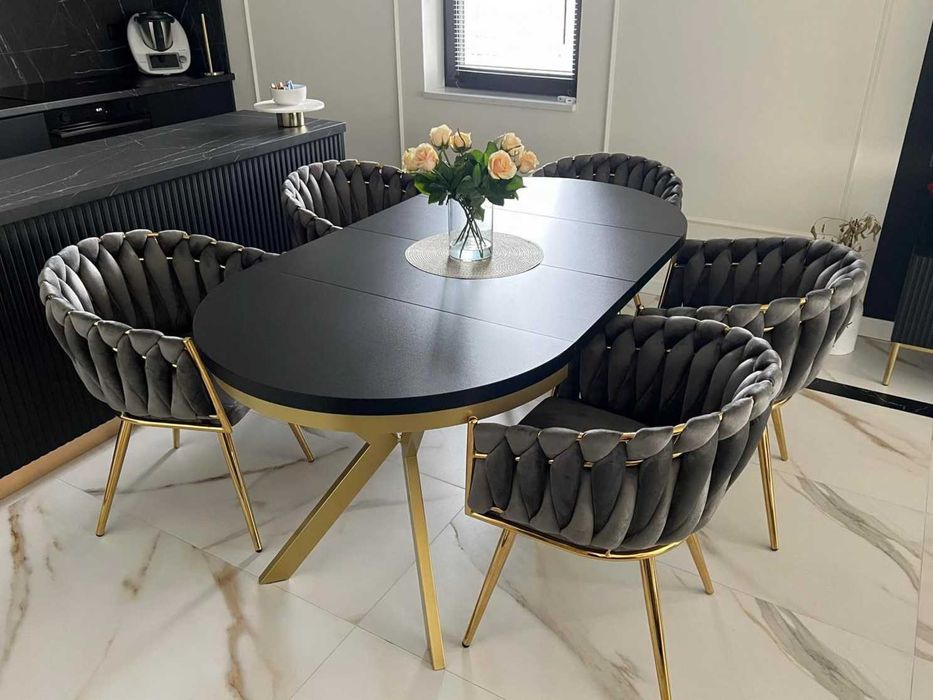 Fotel welurowy szary złota rama *HIT*