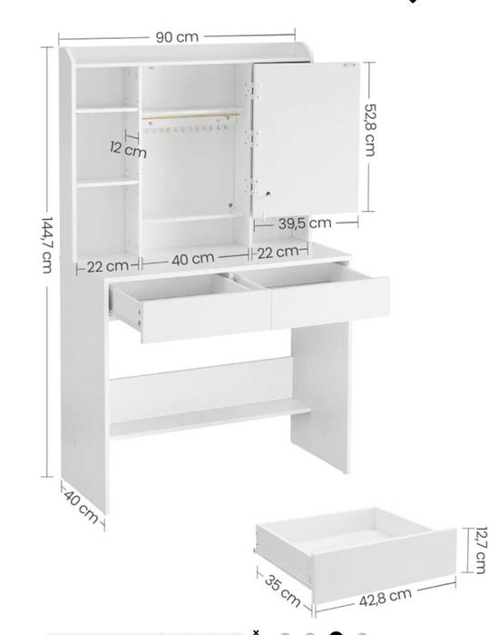 Toaletka biała podświetlana LED z lustrem nowa