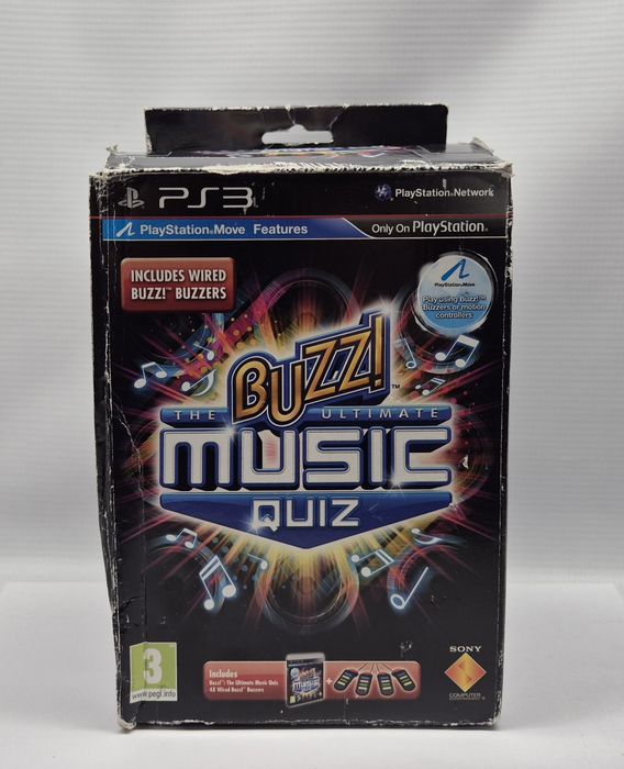 Zestaw brzeczków + Gra PS3, Buzz! The Ultimate Music Quiz, Komis Jasło Czackiego