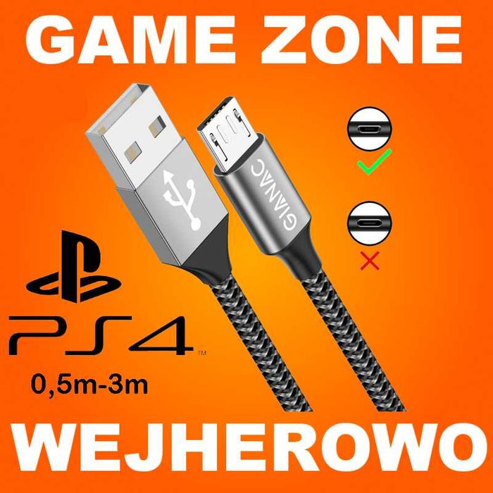 Kabel do pada PS4 + Xbox One S + X  = micro USB ładowanie pada