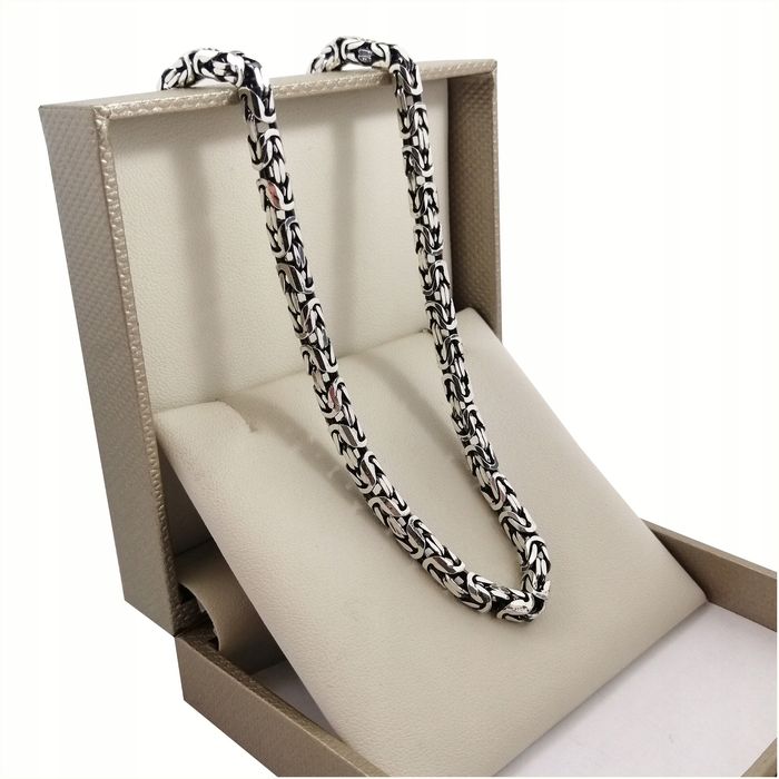 Srebrny Męski Łańcuszek Królewski Szeroki Pr. 925