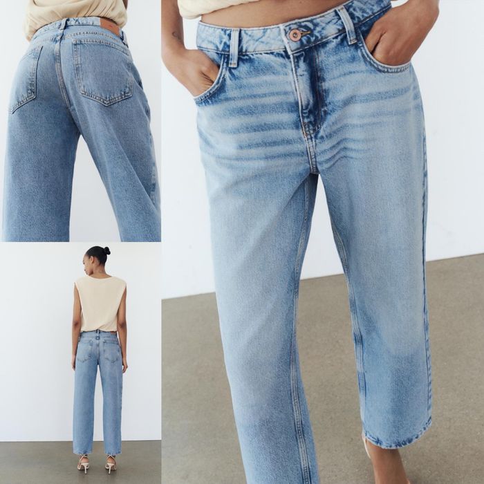 Джинсы светло-голубые средняя посадка ZARA 36