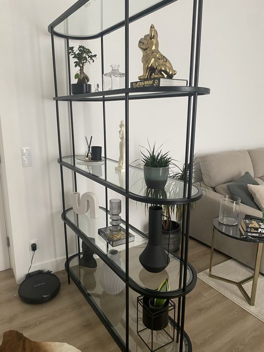 Estante de Vidro com Prateleiras e Estrutura em Preto ONSEN