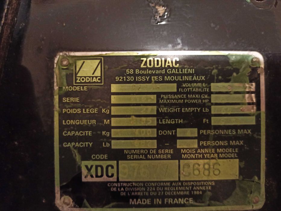 Ponton Zodiac lata 80