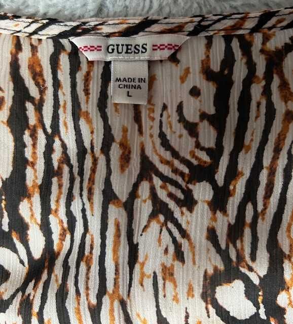 Guess Jeans Oryginalna, kobieca bluzka z ozdobnymi rękawami 40/42