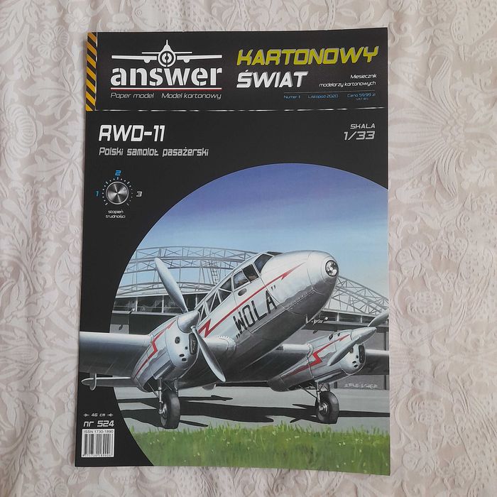 Samolot pasażerski RWD-11, 1:33, wyd. Answer, stan bardzo dobry