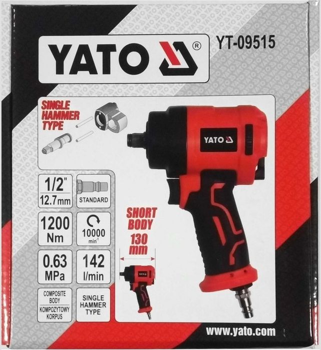 Пневматичний ключ 1/2" MINI 1200 Нм YATO YT-09515