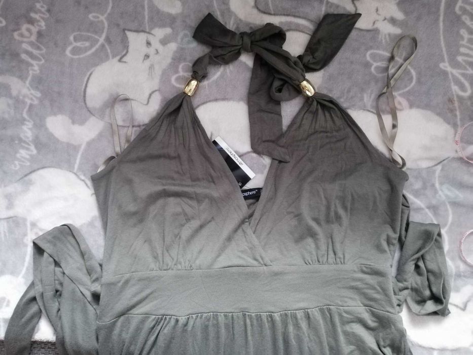 Nowa długa Sukienka Maxi Atmosphere 14 zielona khaki wesele
