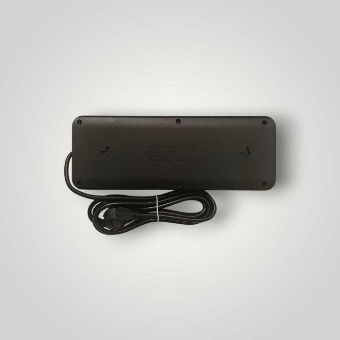 Мережевий фільтр, подовжувач на 8 розеток чорний/білий