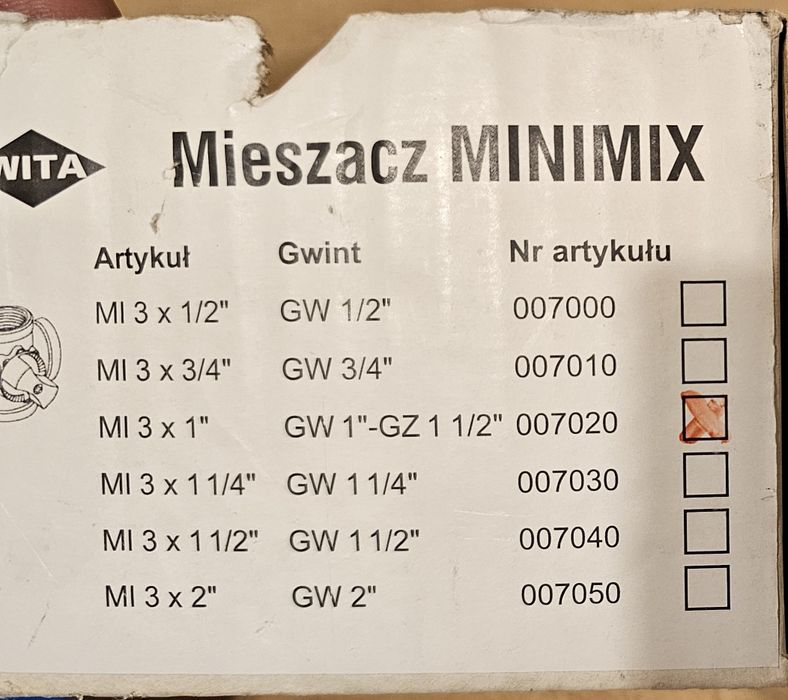 Mieszacz WITA MINIMIX MI 3 x 1" (GW 1" - GZ 1 1/2") – nowy