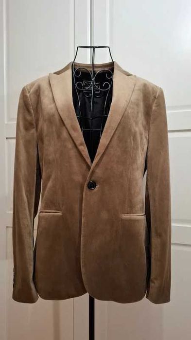 GUESS luksusowa męska marynarka welurowa r. M 48 175/96A wesele przyjęcia komunia uroczystość