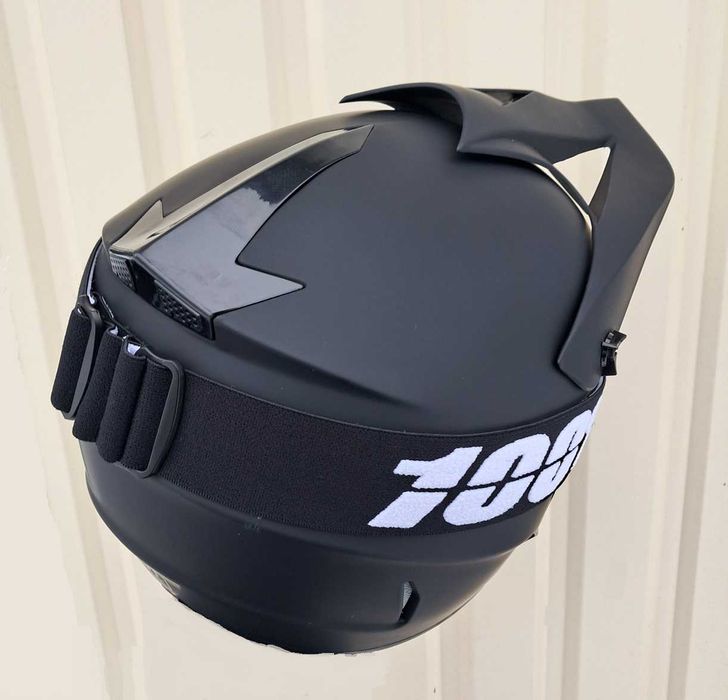 Мото шлем Pit Bike Black с очками 100% в комплекте
